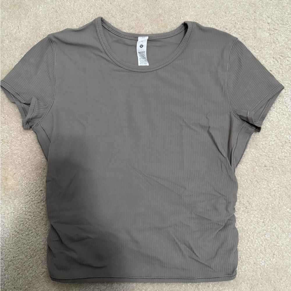 lululemon athletica Warm Ash Grey Ribbed Back-Twist Short-Sleeve Shirt - Picture 6 of 8